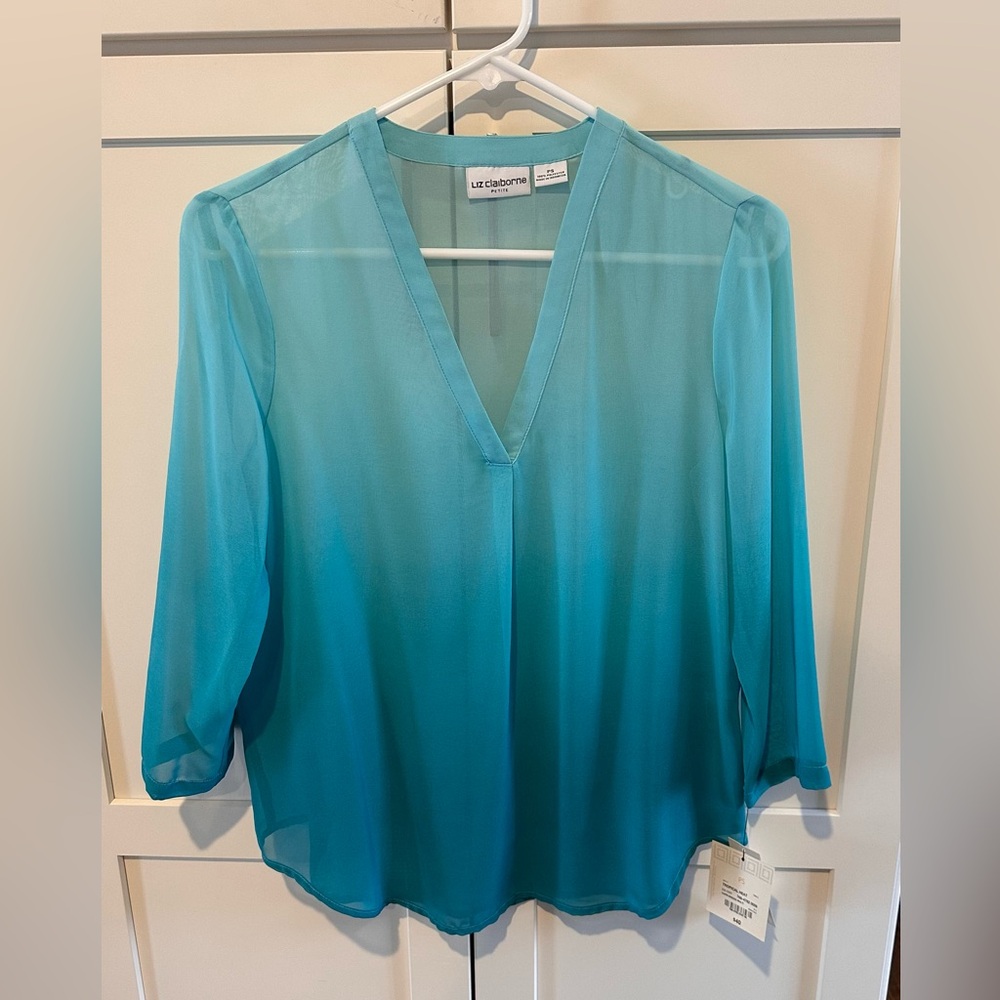Liz Claiborne Women's Teal Ombre Blouse